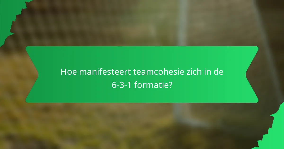 Hoe manifesteert teamcohesie zich in de 6-3-1 formatie?